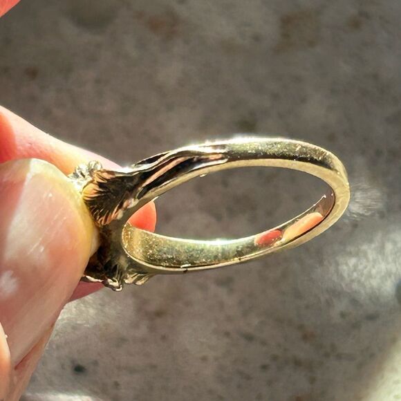 14K Gold Pearl Leaf Motif Antiqued Vintage Ring Thick Band Personal Collection 7 - Picture 4 of 16